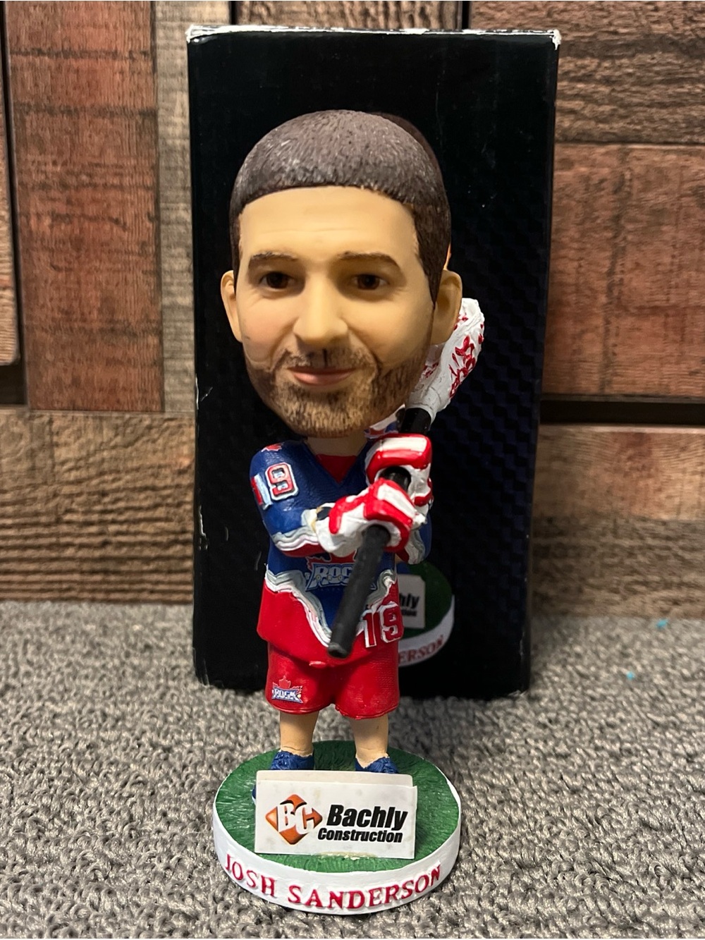 TORONTO ROCK JOSH SANDERSON #19 CERAMIC BOBBLEHEAD USED IN BOX RARE SGA /5000